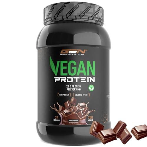 Proteine Poudre Vegan - Protéines végétales de pois, riz, amande et chanvre - Sans soja - Délicieuses & crémeuses - (750 g, Chocolat)