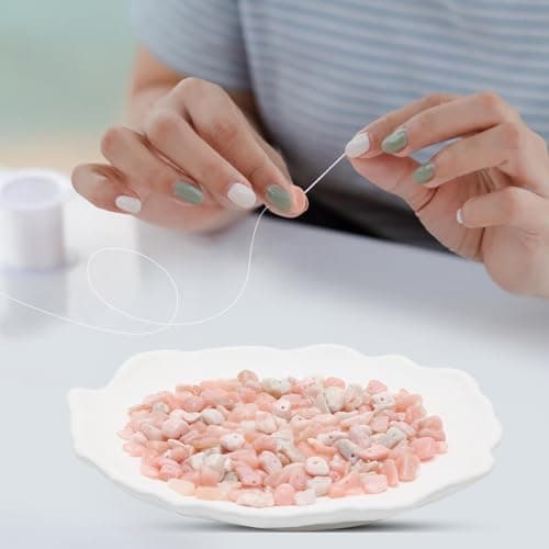 400 Pièces Chips de Pierre Rose Naturelle avec Trou 5-8mm, Bracelet Pierre Naturelle Chips Irrégulières, Vrai Chips de Pierre Precieuse pour Bracelet Pierre DIY