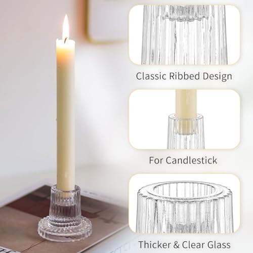 Romadedi Chandelier Bougeoir Verre Transparent - Lot de 10 Petite Bougeoir Mariage Decoratif Noel Decoration Maison Supports pour Bougies Coniques Centre de Table Salon Chambre