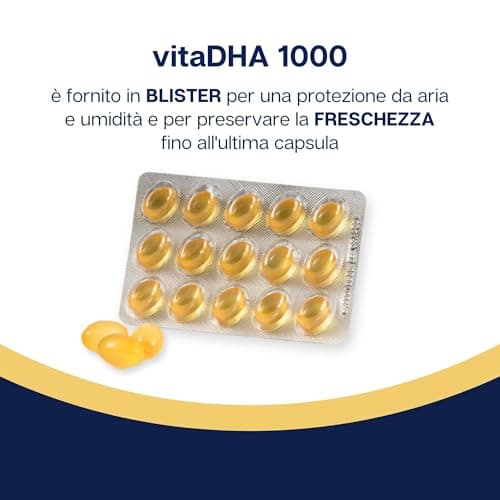 VitaDHA 1000 – Omega -3 Supplément alimentaire DHA - précieux pendant la grossesse et l'allaitement - alliée pour la santé du cerveau, cœur et vision - Saveur de citron - 60 gélules