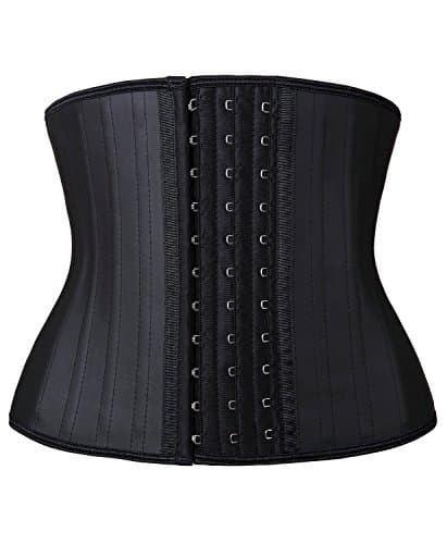 YIANNA Gaine Ventre Plat Femme Amincissante Torse Court Latex Corset Minceur Invisible Sport Waist Trainer Ceinture Amincissant Noir 110299 XL