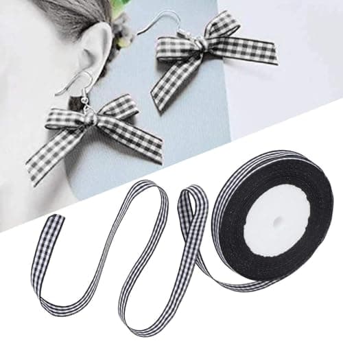 Ruban vichy noir, 3 rouleaux de ruban fin, ruban artisanal à carreaux de buffle, ruban à carreaux classique pour emballage cadeau, 1 cm de largeur, 25 mètres/rouleau