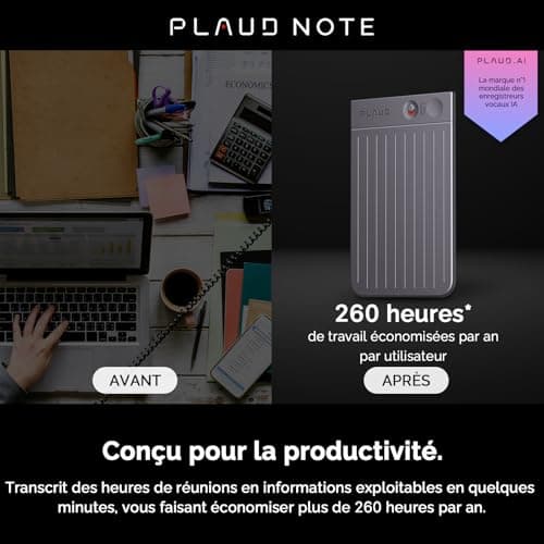 PLAUD Note Enregistreur Vocal IA avec Étui Dictaphone Enregistreur Vocal Numérique Contrôle par App Transcription et Résumé IA Prise en Charge de 112 Langues Conçu pour Conférences Réunions Appels