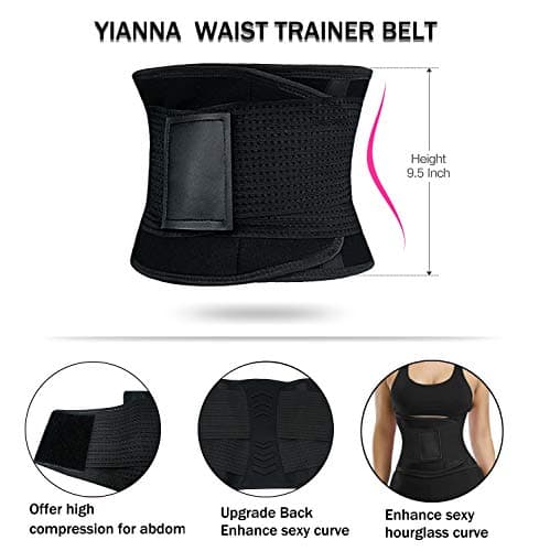 YIANNA Ceinture Amincissante Ventre Plat Femme Homme de Sudation Abdominale Waist Trainer Néoprène Fitness Corset Minceur Noir, 8003 Size S