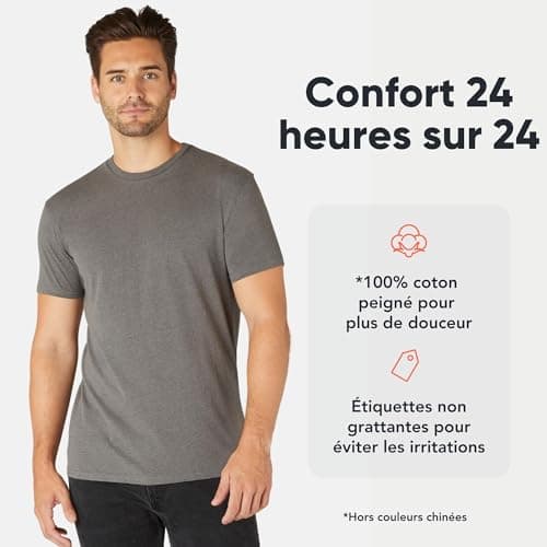 FM London lot de 3/5 t-shirts pour hommes - T-shirts de qualité supérieure avec design légèrement ajusté