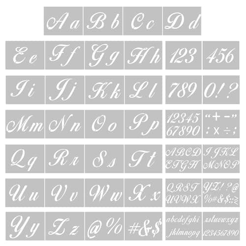 EIHI Pochoir Lettre Alphabet, Aides pour Dessin et Lettrage, 40Pcs Letter Stencils Alphabet Lettre et Pochoir Chiffre Calligraphie Pochoir Majuscule Minuscule Lettres Décoration