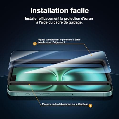 NEW'C Kit de 4, 2 x Verre Trempé pour iPhone 16 (6,1 Pouces) et 2 x Protection Caméra Arrière - Anti Rayures - sans Bulles d'air -Ultra Résistant - Dureté 9H Glass