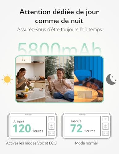 Momcozy Babyphone avec caméra Écran 5.5 Pouces Full HD 1080P Moniteur bébé sans WLAN 5800 mAh Vision Nocturne Claire, ECO, VOX, Audio bidirectionnel portée de 500 m, Prendre des Photos et des vidéos