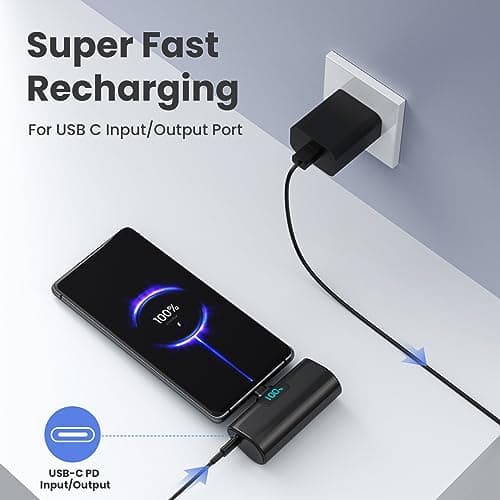 Batterie Externe pour iPhone 16/15 Series, 5200mAh USB C Power Bank à Charge Rapide, Ultra-Compact et Léger Batterie Portable Écran LCD Chargeur Portable pour iPhone 16/15/15 Pro Max Samsung etc.