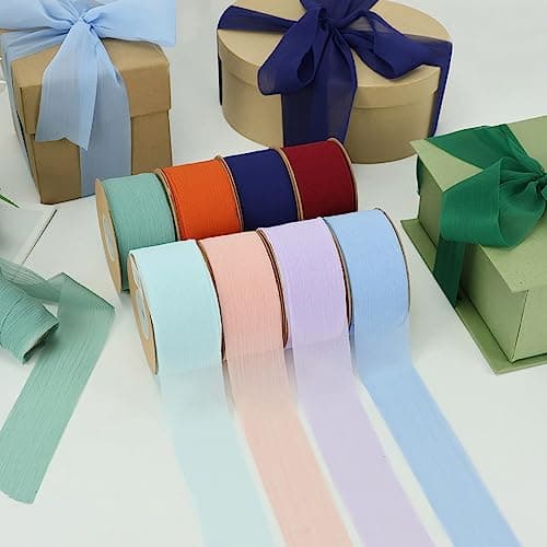 CHUQING Ruban en mousseline de soie - 38 mm x 23 m - Ruban de soie pour mariage, Noël