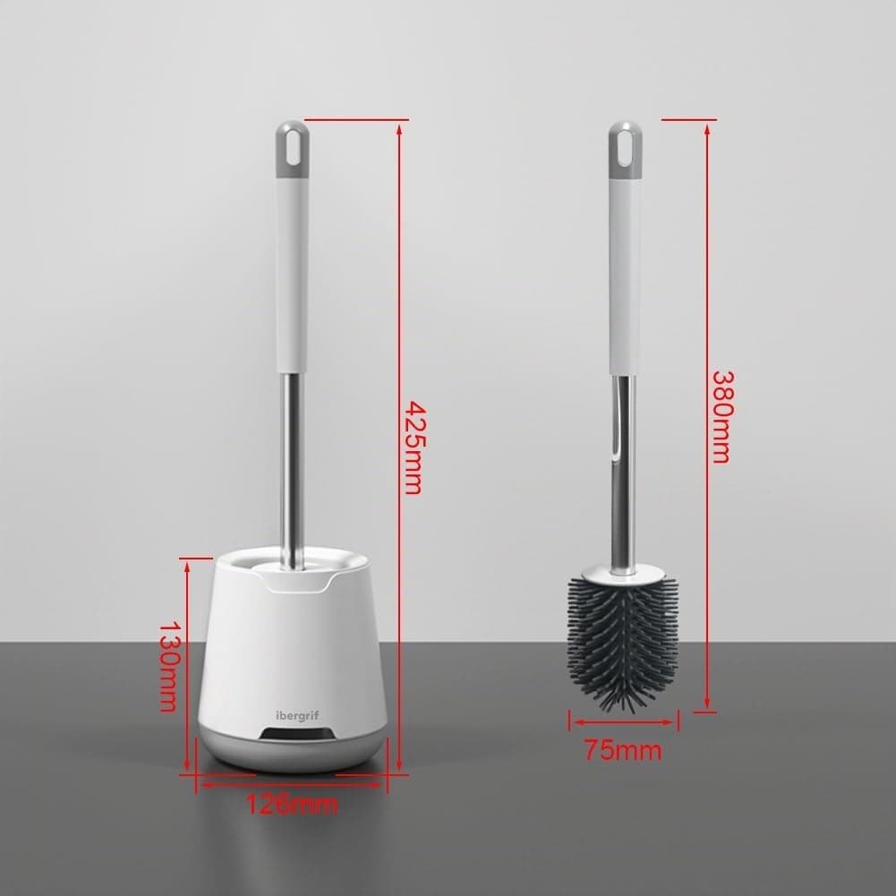 Ibergrif Brosse Toilettes WC Silicone et Supports, Balai Toilette WC Blanc