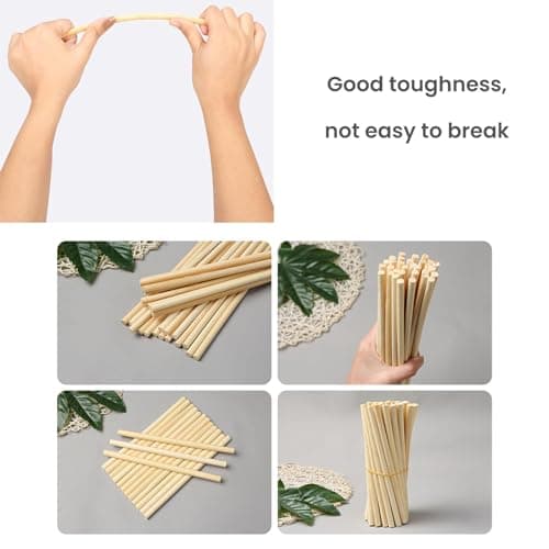 Tiges Bâtonnets en Bois Ronde, Ronde en Hêtre Lisse, Bois Massif Ronde, Bois de Hêtre pour le Bricolage, Bâtonnets Bambou Naturels, Avec Ciseaux D'élagage, 50 Pièces