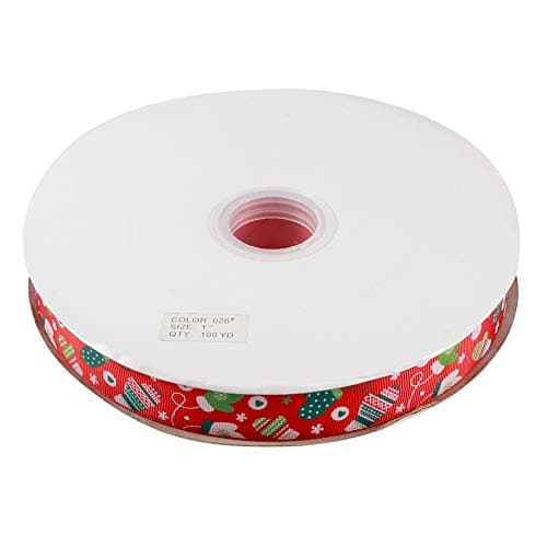 Jerliflyer Rouleau de Rubans de Noël de 100 mètres, Ruban de Noël Blanc, Rouge et Vert pour l'emballage de Cadeaux, Ruban de Vacances en Soie Polyester pour Accessoires de Cheveux, (100 Yards/Roll)