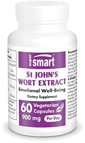 St John's Wort Extract 300 mg - Extrait de Millepertuis - Concentré d'Hypéricine (0,3%) - Contribue à Améliorer l’Humeur - Aide à Atténuer les Problèmes de Sommeil - Vegan - Sans Gluten - Supersmart