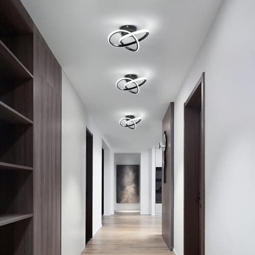 Comely Plafonnier LED Moderne, Luminaire Plafonnier Noir 30W 3375LM, Lampe de Plafond en Forme de Fleur pour Chambre à Coucher, Couloir, Cuisine, Salle de Bain, Lumière Blanche Froide 6500K Dia 30cm
