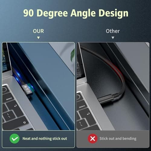 CHENLENIC Câble USB C 3.2 Gen2x2 20Gbps, 90Degree USB C 4K@60Hz UHD Video 5A/240W PD3.1 Fast Charge Cord with E-Marker Compatible with Thunderbolt 3/4 (90D 20G 240W 1M)