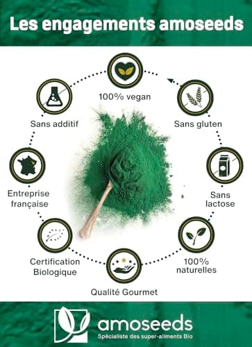 Spiruline en poudre BIO 250G | Naturelle et Pure | Riche en protéines, fer | Énergie, Sport, Immunité | Sans OGM, sans Conservateurs | Qualité Supérieure