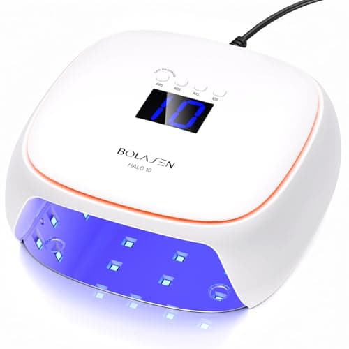 BOLASEN NO UV Lampe Ongles Gel, 60W Lampe LED Ongle avec Ceramic Tech, Professionelle No UV Lampe Ongle No Lésions Cutanées, Séchoirs à Ongles avec Base en Métal & Respiration Légère, HALO 10
