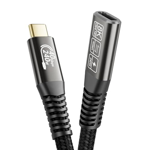 CAKOBLE rallonge thunderbolt 4,[40Gbps 240W] Câble d'extension usb c male femelle, 8K@60Hz Cable rallonge usb c 40gbps Compatible Hub,Dock,Switch,SSD,eGPU,Laptops, Display,Monitor,VR,iPhone 16 50cm