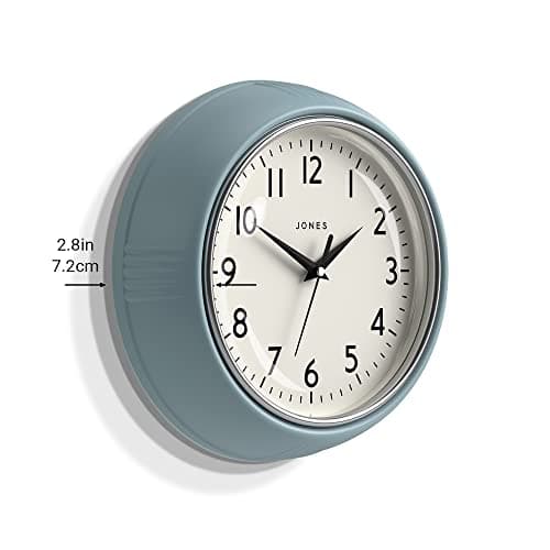 JONES CLOCKS® Horloge Murale rétro Parfaite pour la Cuisine, la Maison, la Chambre, Le Bureau, l'horloge Ketchup 25 cm (Bleu Clair)