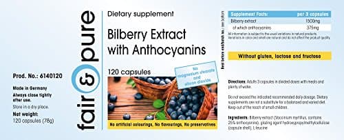 Fair & Pure® - Extrait de myrtille aux anthocyanines - avec 1500mg d'extrait de myrtille par dose journalière - 120 gélules véganes