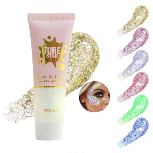 AONAT Gel Paillettes Visage,Paillettes Corps,Bombe Paillette Cheveux Et Corps,Paillettes Maquillage,Maquillage Paillettes Femme Visage,Pour Cosmétique Lèvres Ongles Festival Fête Décoration