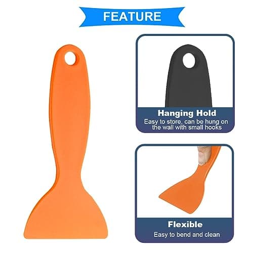 Xiatiaosann Lot de 12 grattoirs pour enlever la résine en plastique, spatule à peinture flexible, couteau à mastic, outil d'installation (noir/orange) pour le nettoyage de l'imprimante 3D en résine