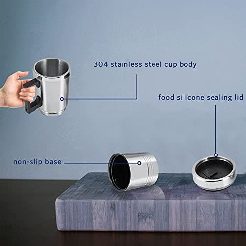 HERCHR 12V/24V 300ML Bouilloire électrique de Voiture de Voyage, Tasse Chauffée électrique de Tasse de Wagon d'acier Inoxydable avec Une Tasse de Chauffage pour l'eau, Thé, Café, Lait(24V)
