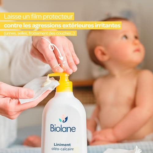 BIOLANE – Liniment oleo calcaire Bébé – Nettoyant sans rinçage – 98% Origine naturelle – Hypoallergénique – Peaux Sensibles - Nettoie et protège le siège de bébé – 700ml – Fabriqué en France