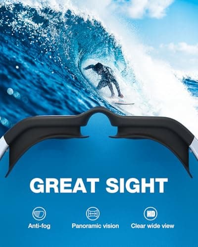 ZIONOR Lunettes de natation polarisées + bonnet de natation pour homme et femme, protection UV, anti-brouillard, sangle réglable, confortable, lunettes de natation professionnelles