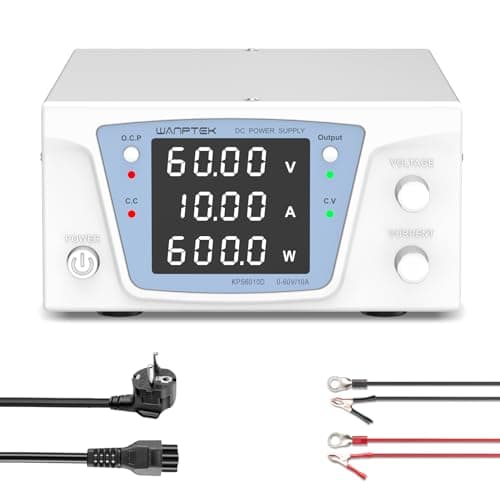WANPTEK POWER Alimentation de Laboratoire 60V 10A 600W, Alimentation Haute Puissance, Alimentation Stabilisée Réglable avec Protection OCP/Output et Affichage LED 4 Chiffres Haute Précision