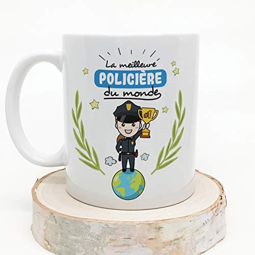 Mugffins Policière Tasses Originales de café et Petit-déjeuner à Donner Travailleurs Professionnels - La Meilleure Policière du Monde - Céramique 350 ML
