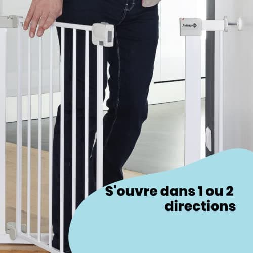 Safety 1st Auto Close Gate, Barrière de sécurité enfant Safety 1st, 73-80 cm (max. 136 cm), Barrière escalier enfant à pression, Ouverture d'une main, Sans vis ni perçage, Double verrouillage, Blanc