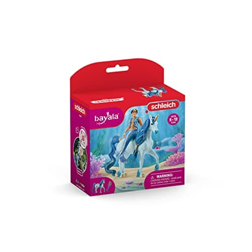 schleich BAYALA 70718 - Set de 2 Pièces - Trition Aryon et Figurine Licorne Bleue - Jouets Durables pour Divertissement et Jeux de Simulation - Cadeau pour Garçons et Filles de 5 ans et +