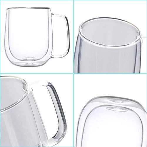 Vicloon Tasse Double Paroi, Lot de 6 Double Paroi Verre à Café en Verre Transparent, Verres à Double Paroi, Tasses en Verre Borosilicate, pour Thé,Café,Lattes,Cappuccino,Espresso,Bière