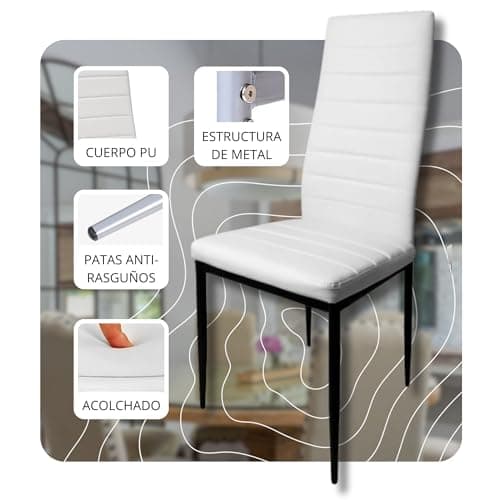 HOME DESIGN & CONFORT Lot de 6 chaises de salle à manger tapissées - (Noir)