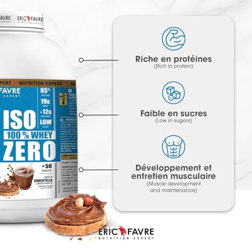 ISO WHEY ZERO 100% Pure Whey Protéine Isolate Savoureuse, Prise de Masse Musculaire - Assimilable Rapidement - Laboratoire Eric Favre - 500g Cookies & Cream