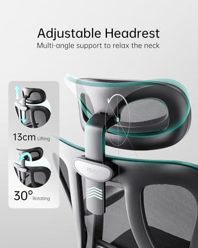 Hbada P3 Chaise de Bureau avec Support Lombaire, Siege de Bureau Ergonomique, Fauteuil à Dossier Haut Respirant avec Accoudoir, Noir