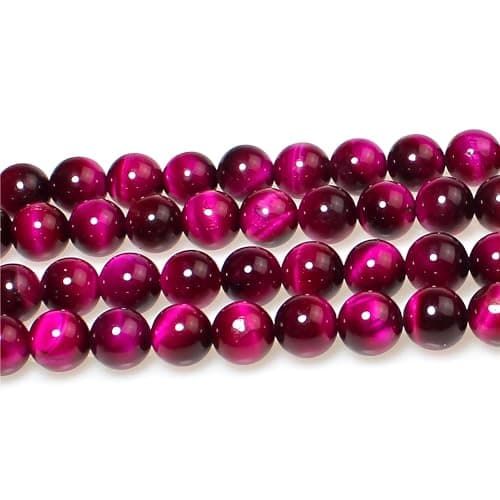 MJDCB 6mm 60 pièces Perle Pierre d'oeil de Tigre Rouge Rose Naturelle Ronde en Vrac Perles Semi Precieuse pour Fabrication de Bijoux de Bracelets et de Colliers