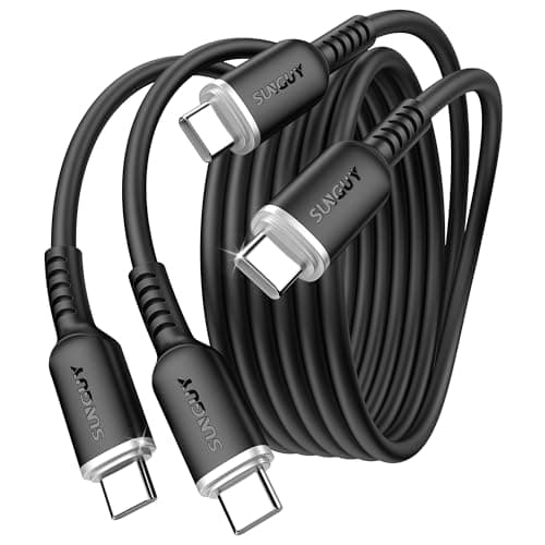 SUNGUY Cable USB C vers USB C en Silicone, 1M*2 100W Cable USB C Charge Rapide, Cable USB C pour iPhone 15 Pro Max, Galaxy S24, Google Pixel 8 Pro, iPad Pro/Air, Xiaomi, MacBook Pro 2020