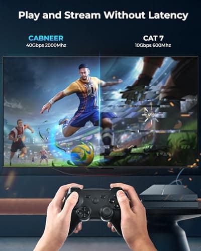 CABNEER Cable Ethernet 5M, Câbles Ethernet Cat 8 Réseau RJ45 Haut Débit 40Gbps 2000MHz Nylon Tressé Double Blindage Rallonge Ethernet Cat 8 Compatible avec Routeur Modem Décodeur TV