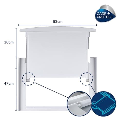 CARE+PROTECT Kit de Superposition Universel pour Lave-Linge de Profondeur 47 à 62 cm et Sèche-Linge de Taille Standard - Avec Tablette Coulissante - Optimise l'espace - Blanc - Devant Arrondi