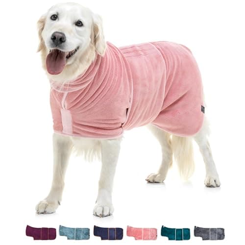 Lucky Paws® Peignoir Chien - Peignoir pour Chien à Double Couche - Peignoir Chien Super absorbante et Serviette pour Chien Ultra Douce en Un Seul Accessoire Chien Luxueux (M, Rose poudré)