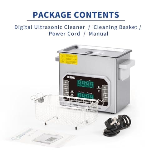 DK SONIC professionnel Nettoyeur à ultrasons Nettoyeur sonique 3L avec chauffage et panier pour prothèse dentaire, petites pièces métalliques, disque, circuit imprimé, outils de laboratoire, etc.