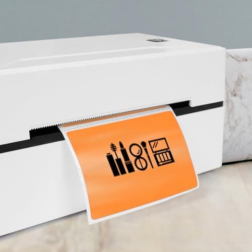 YIKIADA Étiquette Thermique Orange en Vinyle, Rouleau de 50 x 76 mm, Autocollant d'adresse rectangulaire, Autocollant étanche pour Nom, Code à Barres, Code QR, DIY, 500 pièces