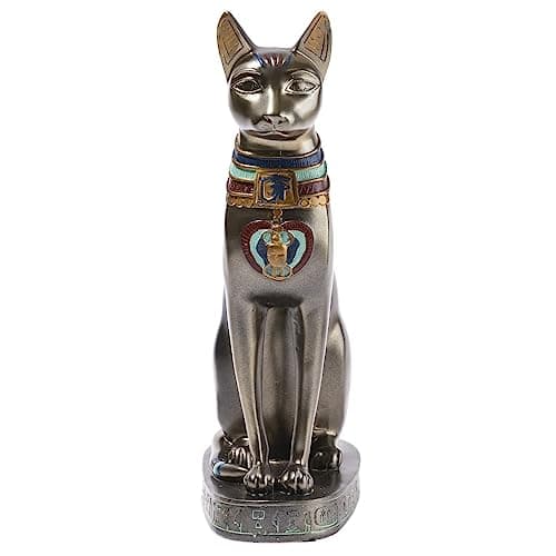 lachineuse - Statuette Chat Égyptien Bastet 19 cm - Déesse Égyptienne - Statue Décoration Égypte Antique - Figurine Objet Egyptien Chat - Buste Egyptien - Idée Cadeau Originale Déco - Dieu Sculpture