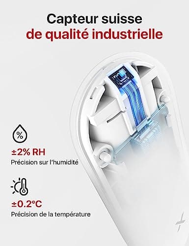 X-Sense WiFi Thermomètre Hygromètre Intérieur, Smart Moniteur de la Température et de l'Humidité avec Alertes sur l'App, Exportation Gratuite des Données Stockées, Compatible avec Alexa, STH55