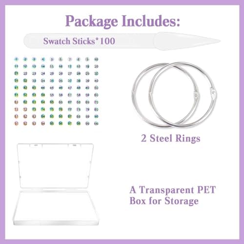 Laza 100 bâtonnets d'échantillons d'ongles transparents avec anneau et autocollants numérotés Nail Art Polish Color Display Practice Tips Transparent Sample Sticks Tester Nail Supplies - Stiletto