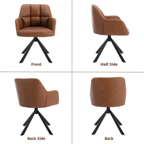 Wahson Chaise de Bureau, Fauteuil de Bureau en Cuir PU Fauteuil Bureau avec Pied Métal, Chaise Bureau Erconomique pour Salon et Chambre, Marron