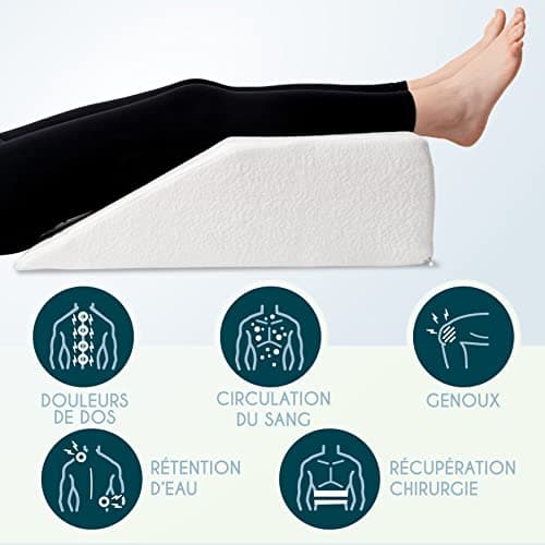 Dreamzie Coussin Élévateur de Jambes Coussin Thérapeutique Repose Jambe Mémoire de Forme - Douleur de Dos, Genoux, Post Opératoire, Jambe Lourde, Circulation - Respirant Lavable Hypoallergénique